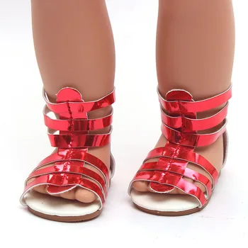 Vara Pantofi Papusa Drăguț Roșu Auriu Argintiu Sandale se Potrivesc 43cm Copil Nou-Născut Păpușă și 18 inch pentru o Fata Papusa Accesorii BJD Papusa