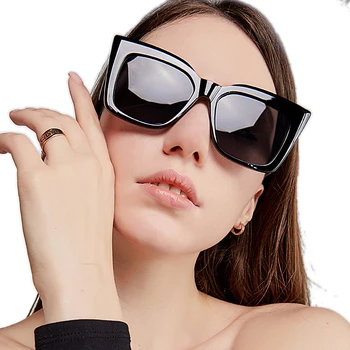 Mare Cadru Pătrat Negru Supradimensionat Ochelari De Soare Femei Colorate, Ochelari De Soare Oglinda Femelei Oculos Unisex Gradient De Hip-Hop Nuante