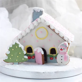 Crăciun de Plastic Cookie Cutter Set 3D Casa de om de zăpadă Mucegai DIY Biscuit Mucegai Patiserie Tort de Decorare Instrumente Festivalul de Aprovizionare Partid