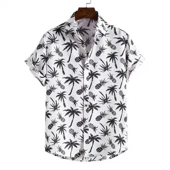 Clasic Tricou de Vară Beachwear Dungi/Pom Tipărite Streetwear Dungi Copac Tipărite Hawaiian Camasa Barbati Camasa de Piele-friendly