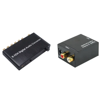 Digital Optic Toslink SPDIF Coaxial la Analog RCA Audio Convertor Adaptor cu Cablu cu 5.1 CH Digital Audio Converter
