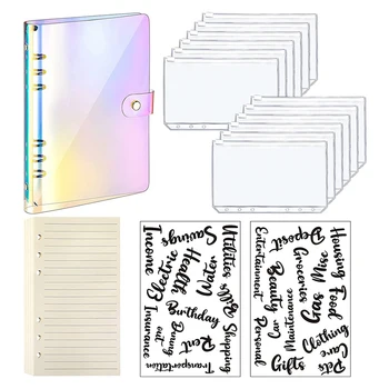 A6 Planificator de Buget Liant Organizator PVC Moale Notebook Liant se Acoperă Cu 12 Piese Liant Buzunare (Rainbow Style)