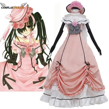 Anime Black Butler Ciel Phantomhive cosplay costum Ciel Rochie de Bal Medieval Victorian Rochie Roz Halloween Lolita rochie de minge