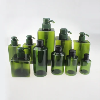Pătrat verde 100 ml sticla de plastic cu pompa, PETG sampon pompa sticla de lotiune