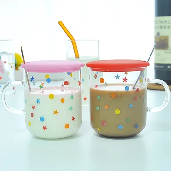 Sticlă Japoneză Cana mic Dejun Cupa Cu Capac Lingura Mare Capacitate de uz Casnic fulgi de Ovăz Ceasca Iaurt Ceașcă de Cafea de 300-400ml