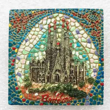 QIQIPP spaniolă turistice memorial peisaj frigider inserați codul Barcelona Sagrada Familia, Biserica mozaic salut