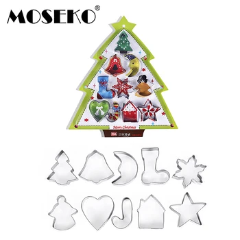 MOSEKO 10buc/set Crăciun Cookie Freze din Oțel Inoxidabil Tăiat Tort Bomboane Cookie Mucegai Fondant Cutter DIY Instrumente de Copt