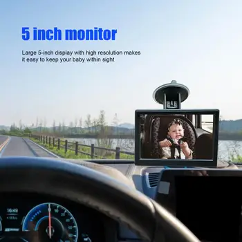 5 inch Rabatabil Scaun Auto Copil Oglindă 360°Reglabil Sugari de Siguranță Spate Monitor cu Viziune de Noapte de Masina pentru Copii Camera Oglindă