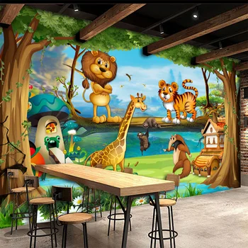 Personalizate pictura Murala pentru Copii Cameră Dormitor Frumoase Desene animate Pădure Imagine de Fundal de Perete Decor Copil Tapet Volum Pictura pe Perete