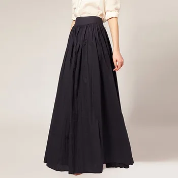 Vintage Negru Fusta Maxi pentru Femei de Înaltă Talie Cutat Etaj Lungime O Linie Formale Fusta Faldas Saia Personalizate Ieftine