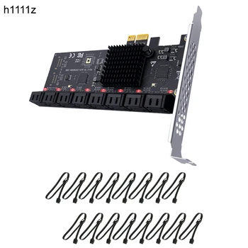 Chi Miniere Coloană 16 Port SATA, PCIE Card PCI Express SATA Controller PCIE pentru SATA 3.0 Card de Expansiune PCI E X1 SATA3 6Gb + Cablu