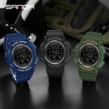 SANDA Moda Sport în aer liber Bărbați Ceasuri Impermeabil LED-uri Digitale Ceas Militar pentru Bărbați Ceas de mână Ceas Relogio Masculino 2106
