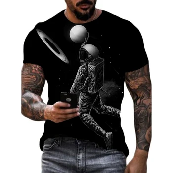 FEGKZLI Barbati cu Maneci Scurte T Shirt Stil Punk Topuri Imprimate în 3D Spațiu de Călătorie Astronaut Rece Vara Tricou