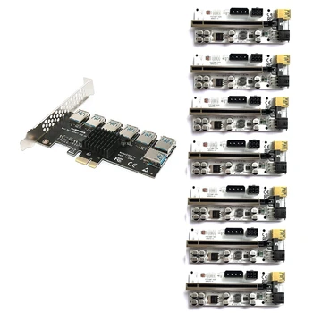 PCI-E Card de Expansiune Kit 7-Port PCI-E X1 La X16 Slot pentru Card PCI Adaptor de Card Cu USB3.0 Cablu de Extensie VER010-X