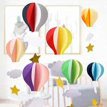 4buc 3D Balon cu Aer Cald Agățat Ornamente Dormitor Copii Pandantiv Petrecere Acasă Decor Nunta, Decor Copil de Dus Provizii