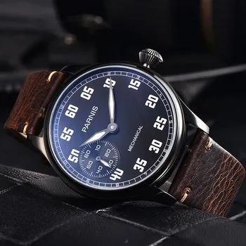 Parnis 44mm Caz Negru Mens Watch Top Brand de Lux Mână de Lichidare Ceasuri Mecanice 17 Bijuterii pentru Bărbați Ceasuri de mână de Om Ceas