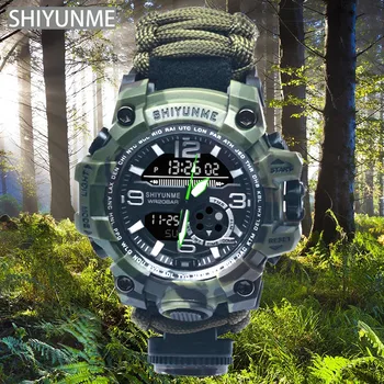 SHIYUNME Militare Ceas Sport Barbati cu LED-uri Impermeabil Ceasuri Digitale Busola, Cronometru Mare Dial Cuarț Ceas Pentru bărbați relogio