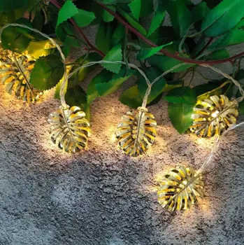 Ins golden leaf lampa de coarde condus de partid Festival curte decorative lumini colorate