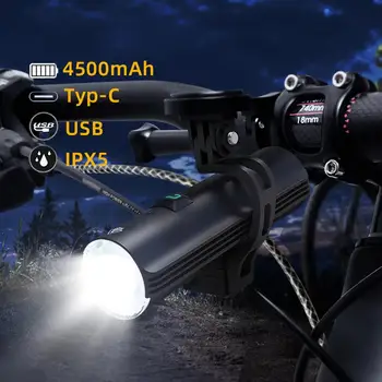 Bicicleta Led Smart Faruri Impermeabil 1000lm de Tip c Reîncărcabilă 4500mah lanterna Lanterna High Low Beam Iluminat