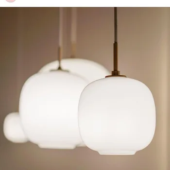 Nordic Pandantiv Lumina Designerul Danez Sticlă Albă Mingea Agățat Lampă Camera De Zi De Decorare Dormitor Noptieră Lampa Candelabru Modern