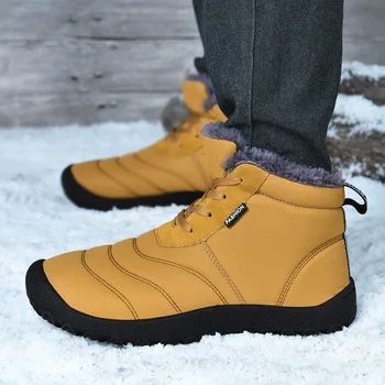 Pantofi de Iarnă de 2022 Bumbac Cizme Noi de Cald Moda Casual rezistent la apa Dimensiuni Mari Bumbac Pantofi Barbati Mid-Cut Drumeții Cizme de Zăpadă
