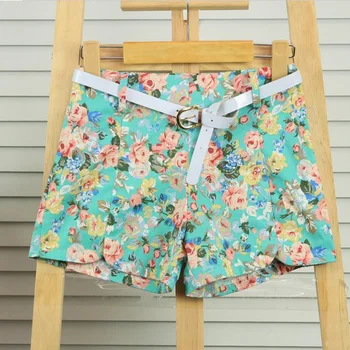 Moda Stil Francez De Epocă Elegant De Vară Pantaloni Scurți Pentru Femei Imprimeu Floral Dulce Vacanță Pe Plajă Subțire Fete Tinere Elastic Pantaloni Scurți