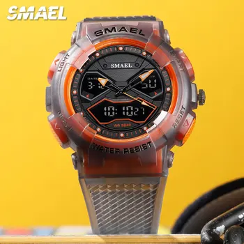 SMAEL Portocaliu Ceas pentru Bărbați Sportului Militar Timp Dual Display Cronograf Cuarț Ceas Digital Om rezistent la apa 5atm Data 8073