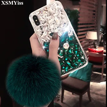 Bling Stras Cristal de Diamant Hairball Caz Telefon Moale Pentru Samsung S6 S7 S8 S9 S10 S20 S21 PLUS Nota 5 8 9 10 20 capac Spate