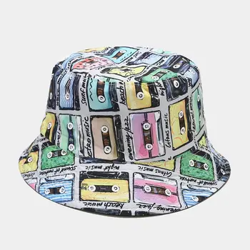 LDSLYJR Bumbac Desene animate Banda de Imprimare Găleată Pălărie Pescar Pălăria în aer liber, de Călătorie Pălărie de Soare Capac Pălării pentru Bărbați și Femei 227