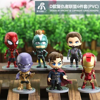 6 Buc Avengers Figura Anime Căpitanul America, Iron Man, Thor, Spider-Man Thanos Cifrele De Acțiune Auto Ornament Model De Papusa Jucării Pentru Copii