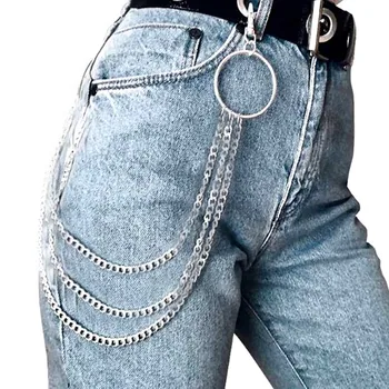 Metal Pantaloni Pantaloni lanț Portofel Curea Rock Punk Blugi Breloc de Argint Inel Clip Breloc HipHop Trendy Bijuterii