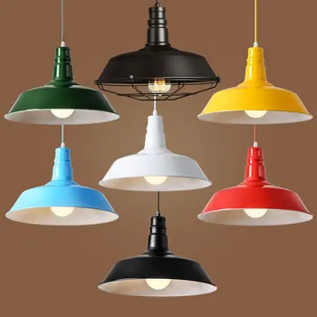 Epocă Pandantiv cu Led-uri de Lumină Loft Lampa Nordic lampă de Agățat Restaurant Bucatarie E27 Bec colorat de luat Masa Lampa Industriale lampă de pandantiv