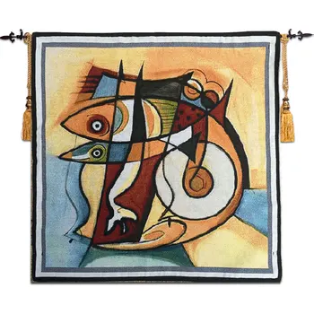 58*58cm Gobelins tapiserie de perete stil Mediteranean pictura decorativa pentru copii cameră picturi murale acasă tesatura abstract pește serie