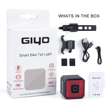 giyo Biciclete Inteligent de Lumină Stop Spate Bicicleta Accesorii Auto On/Off USB Reîncărcabilă Semnal de Stop Frana Lampa LED Felinar de Siguranță