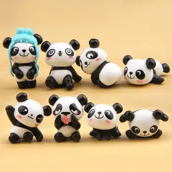 8Pcs/Set de Desene animate Drăguț Panda Figurine de Jucărie Peisaj de Basm Gradina in Miniatura Decor