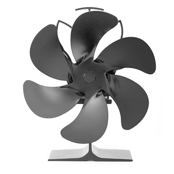 6 Lame De Căldură Alimentat Aragaz Fan Black Șemineu Log Arzător De Lemn Eco-Fan Liniștită, Șemineu Ventilator Eficient De Distribuție A Căldurii