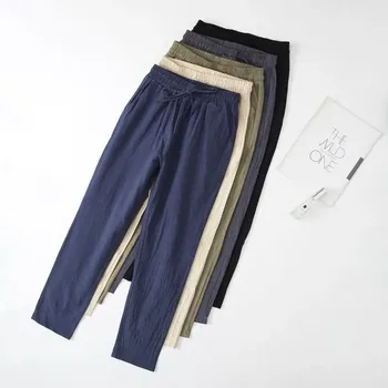 2022 Streetwear Femeie Pantaloni Harem Toamna Doamnelor de Cauzalitate lenjerie de pat din bumbac Pantaloni de Vara creion Pantaloni alb-negru