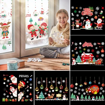Crăciun Fereastra Autocolante Vesele Decoratiuni de Craciun pentru casa de Crăciun Ornament Crăciun 2021 Xmas Cadou de An Nou Fericit 2022