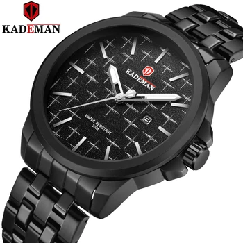 Nouă Oameni de Afaceri Ceas de Lux Brand de TOP KADEMAN Automat Data Cuarț Ceas rezistent la apa de Oțel Ceas de mână Sport Relogio Masculino