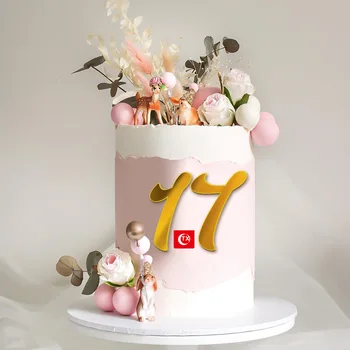 Unic 0-9 Număr Happy Birthday Cake Toppers Aur Acrilice Tort de Nunta Topper pentru Ziua de nastere de Ziua Tatălui Tort Petrecere Decoratiuni