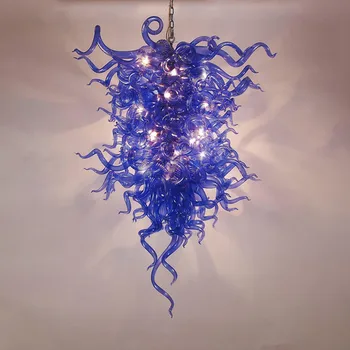 Superb Candelabru din Sticlă de Murano Lampă de Culoare Albastru Elegant Pandantiv Unic Corpuri de iluminat pentru Masa de Sus