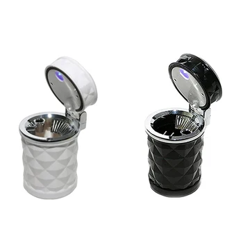Portabil LED-uri Auto Scrumiera Cu Capac Si LED-uri, Model de Diamant Scrumiera Cu Aerisire Suport Universal Pentru Masina