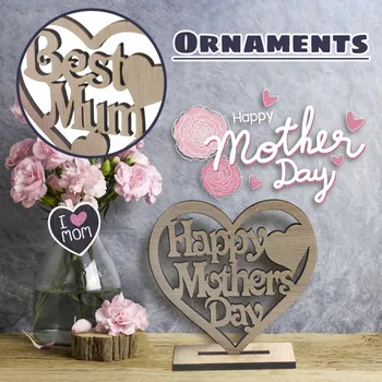 De Ziua mamei de Lemn în formă de Inimă, cel Mai bun Mama Cadou de Ziua Gol Decoratiuni Acasă Meserii Desktop Ornamente