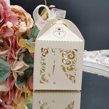 100buc Mire Mireasa Candy Box Cu Panglică Cutii de Cadouri Dulci de Ambalare Pungi de Nunta Mariage Aniversarea Decoratiuni en-gros