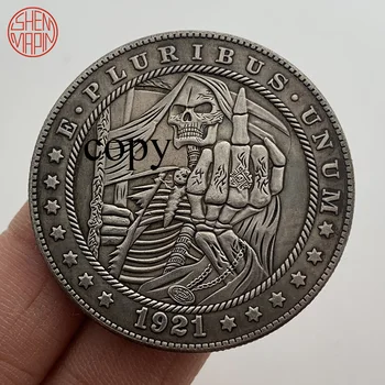 1921 Inel de Craniu Vagabond Monede de Nichel statele UNITE ale americii Morgan Dollar COIN COPIE de Halloween Schelet wizard monede de Cupru