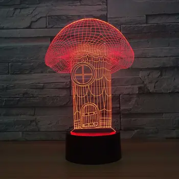 Casă de ciuperci de Culoare Vizuale 3d Lampă cu Led-uri Touch de la Distanță Iluzie Desktop 3d Corpuri de iluminat cadou de Ziua Îndrăgostiților Copii Lampa