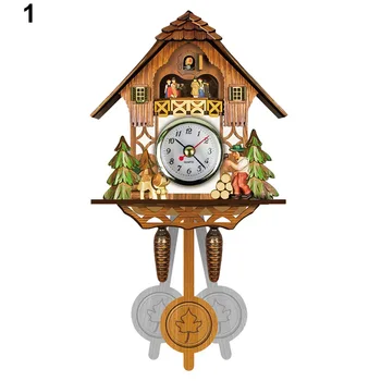 Lemn Cuc Ceas de Perete Bird Timp Bell Leagăn de Alarmă Ceas Domiciliu Art Decor KIMA88