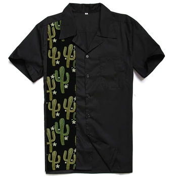 1950 Rockabilly Shirt Mens Îmbrăcăminte Vintage Punk Tricouri Tropicale Cactus Muzica Print cu Maneci Scurte Rolling Rock Camasa Barbati XXXL
