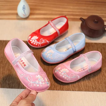 Fete Broderie Pânză Pantofi de Copii pentru Fata de Performanță Pantofi Balerini Pantofi Chineză Vintage Handmade pentru Copii Fete Pantofi CSH1426