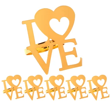 6pcs Ziua Îndrăgostiților Șervețel Catarame, Inele pentru Șervețele de luat Masa Suport de Șervețele Șervețele Titularii De Partid din Oțel Inoxidabil Inele pentru Șervețele